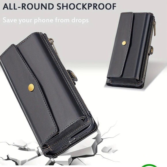 Wallet Style Phone Case, Faux Leather Crossbody Bag & Wrist Strap Shoulder Strap - Picture 2 of 5